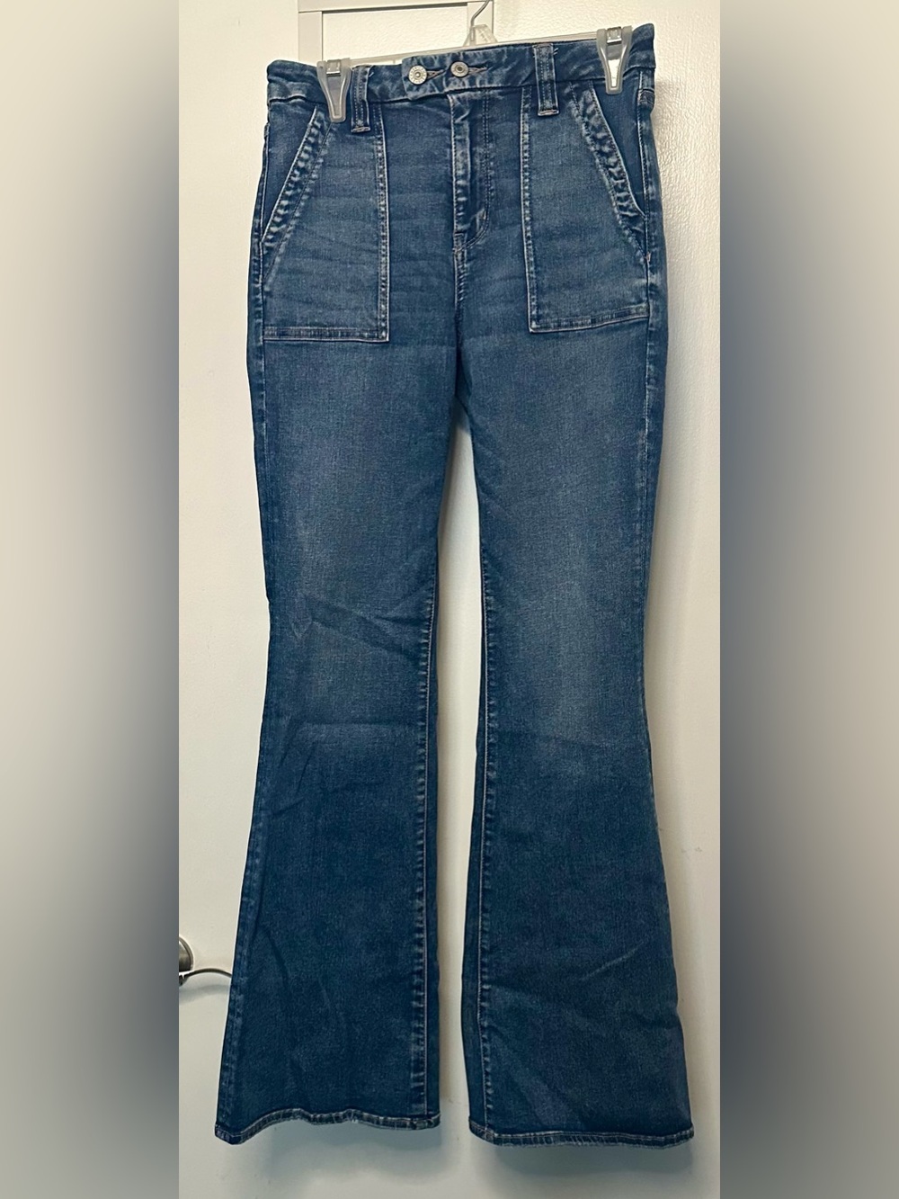 American Eagle Outfitters Curvy Super Hi-Rise Flare Jeans, 10L